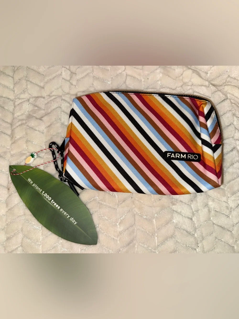 Farm Rio Colorful Stripe Small Zippered Pouch, NWT